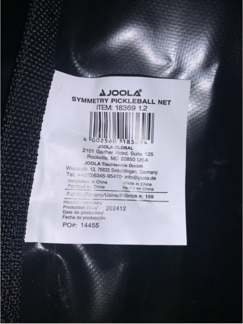 Joola Pickleball Double Sided Black Duffle Bag L 42” X 12 “ H Equipment Bag